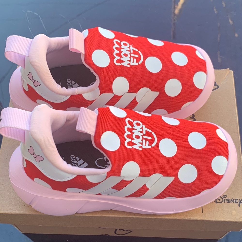 Adidas Kids Red and Pink Polka Dot Sneakers